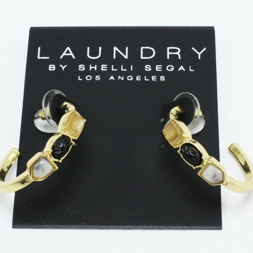 LAUNDRY BY SHELLU SEGAL GOLD J HOOP EARRINGS
